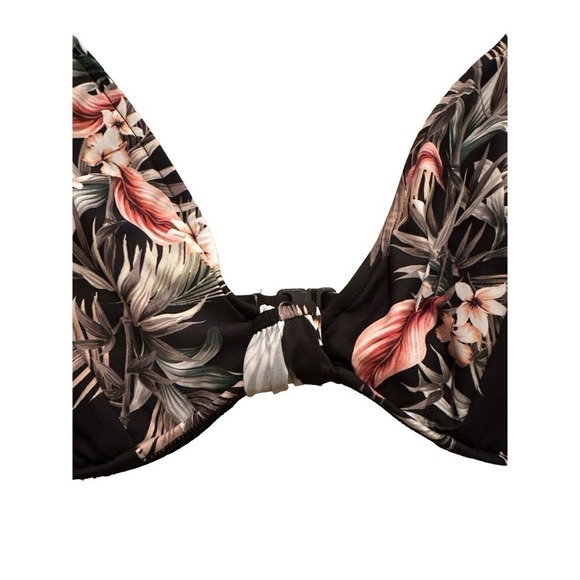 Seafolly Women's Ocean Alley F Cup Halter Bikini Top Swimsuit Size 4 Black NWOT - Picture 6 of 9